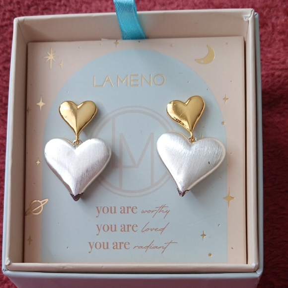 La Meno Jewelry - Gold and Silver Heart Earrings
